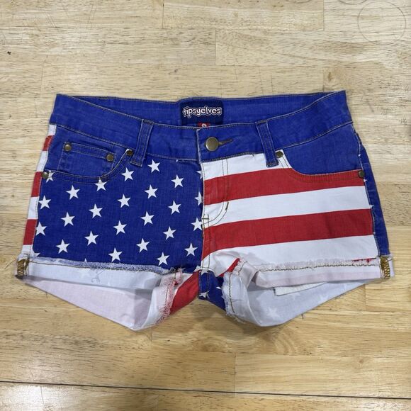 Tipsy Elves Liberty Jean Shorts Small Red White Blue American Flag 4th July USA - Picture 2 of 10